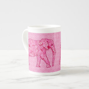 Blomster elefant - fuchsia rosa benporslin mugg