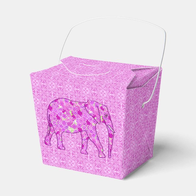 Blomster elefant - orkidé och magenta presentaskar (Framsidan Sidan)