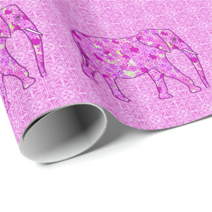Blomster elefant - orkidé och magenta presentpapper