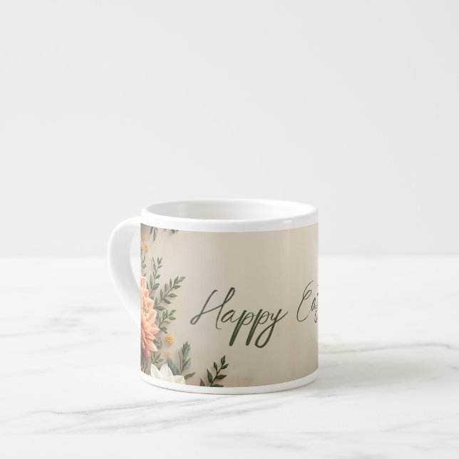 Blomster Elegans - Vår Påskhälsning Espressomugg (Framsida vänster)