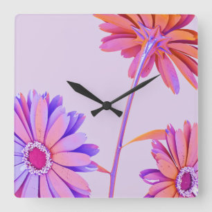 Blomster Fyrkantig Klocka