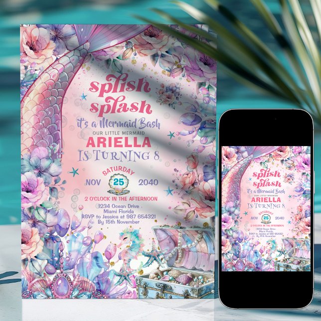 Blomster Glitter Sjungande Själ 8-årsdag  Inbjudningar (Skapare uppladdad)