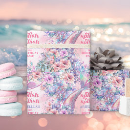 Blomster Glitter Sjungande Sjöstjärt 6-års Födelse Presentpapper
