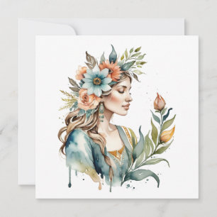 Blomster Gudinna Ostara Vårdagjämning Sabbat Julkort