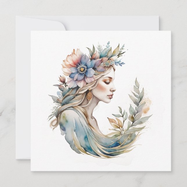 Blomster Gudinna Ostara Vårdagjämning Sabbat Julkort (Framsida)