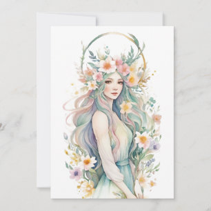 Blomster Gudinna Ostara Vårdagjämning Sabbat Julkort