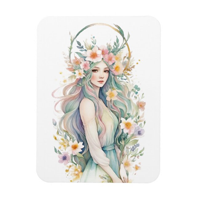 Blomster Gudinna Ostara Vårdagjämning Sabbat Magnet (Vertikal)