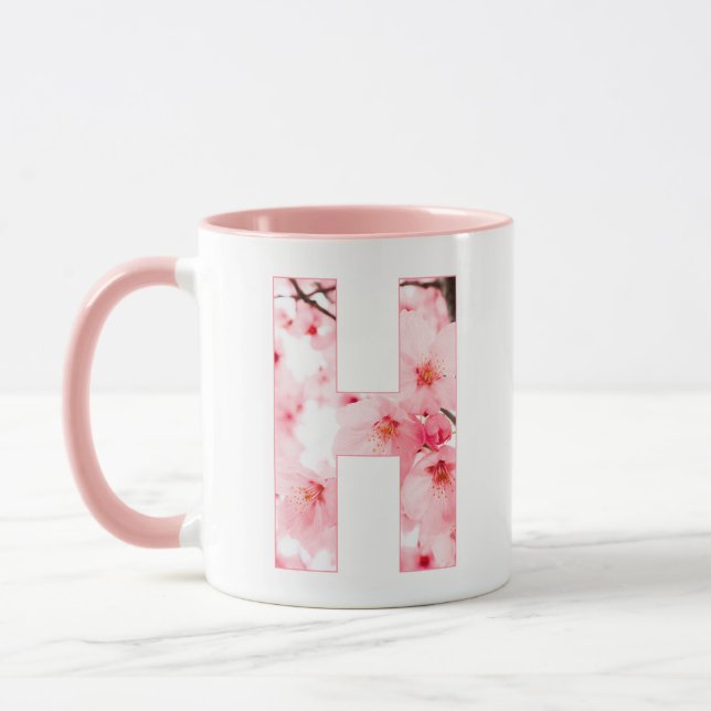 Blomster H Initial Kopp | Personligt Namn & Egensk (Vänster)