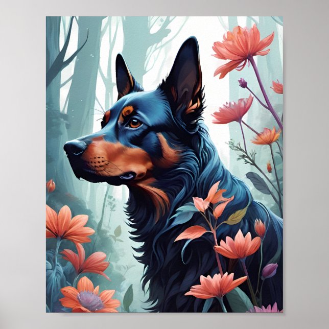 Blomster Hund Design Affisch (Framsidan)