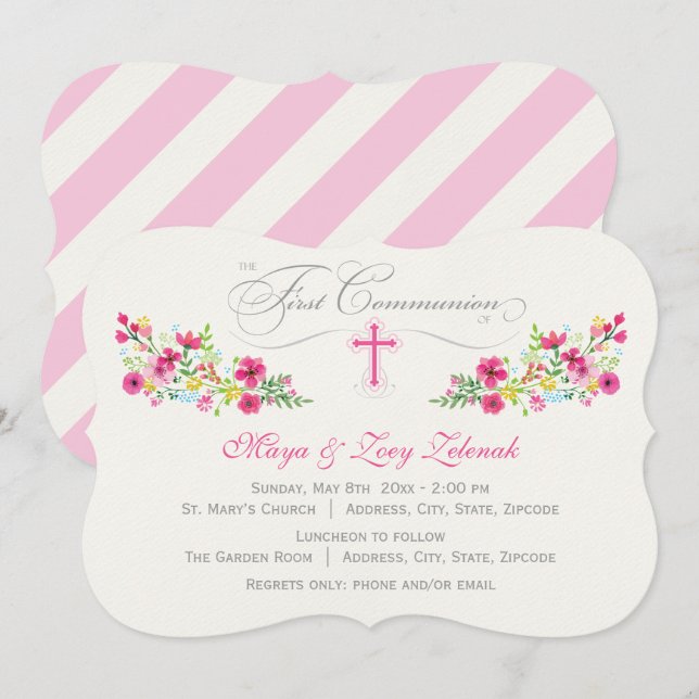 Blomster| Inbjudningar till kommissionen för först (Fram/baksida)