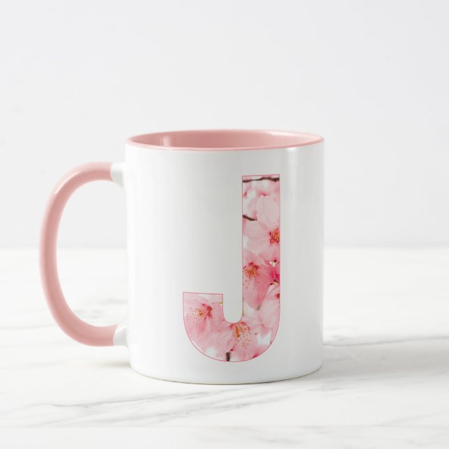 Blomster J Initial Kopp | Personligt Namn & Egensk (Vänster)