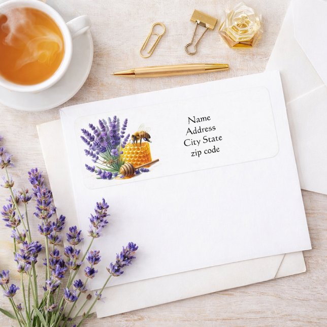 Blomster Lavendel Honungsbin Returadressetikett Returadress Etikett (Skapare uppladdad)