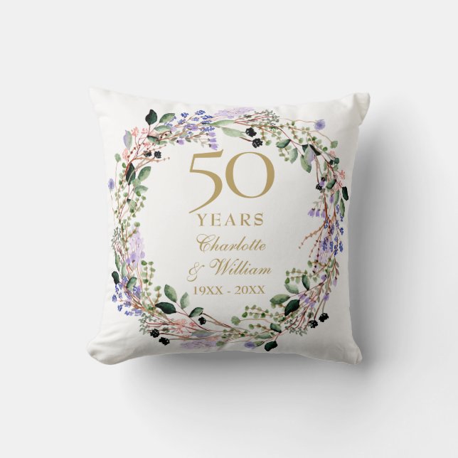 Blomster Lavendelgirlang 50-årsjubileumsfoto Kudde (Framsida)