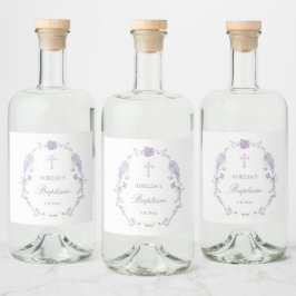 Blomster Lilafärgad Lavendel Krans Dop Spritflaskor Etikett