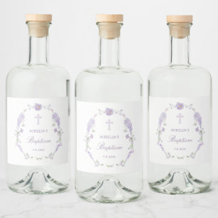 Blomster Lilafärgad Lavendel Krans Dop Spritflaskor Etikett