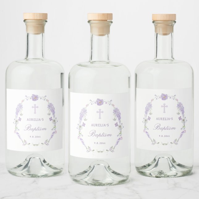 Blomster Lilafärgad Lavendel Krans Dop Spritflaskor Etikett (Flaskor)
