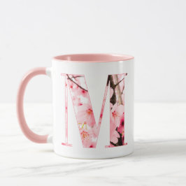 Blomster M Initial Mugg | Personligt Namn & Egensk