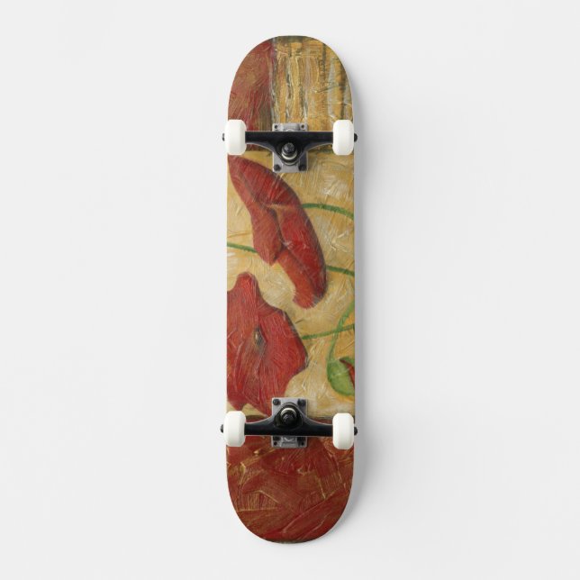 Blomster målning med synliga penseldrag skateboard bräda 19,5 cm (Framsida)