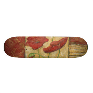Blomster målning med synliga penseldrag skateboard bräda 19,5 cm