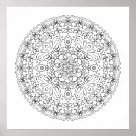 Blomster Mandala Färgning för Vuxna Poster