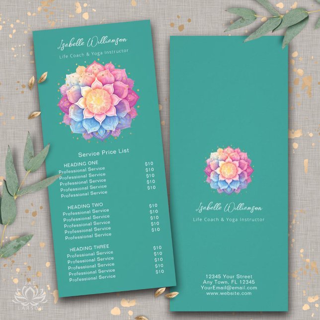 Blomster Mandala Holistisk Hälsa Wellness Prislist Reklamkort (Skapare uppladdad)