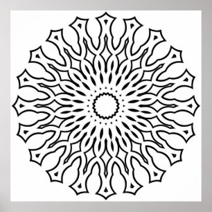 Blomster Mandala Målarbild med Tåreformade Lager Poster