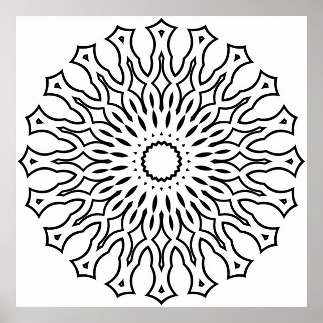 Blomster Mandala Målarbild med Tåreformade Lager Poster (Framsidan)