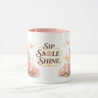 Blomster Mugg 'Sip Smile Shine'