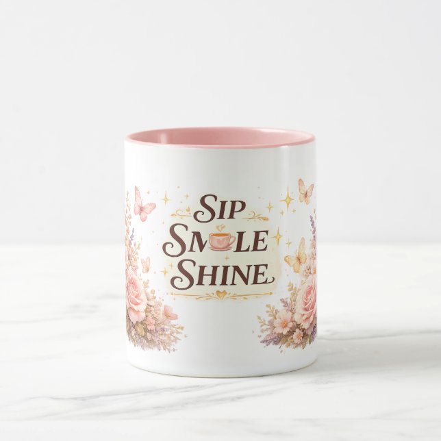 Blomster Mugg 'Sip Smile Shine' (Center)
