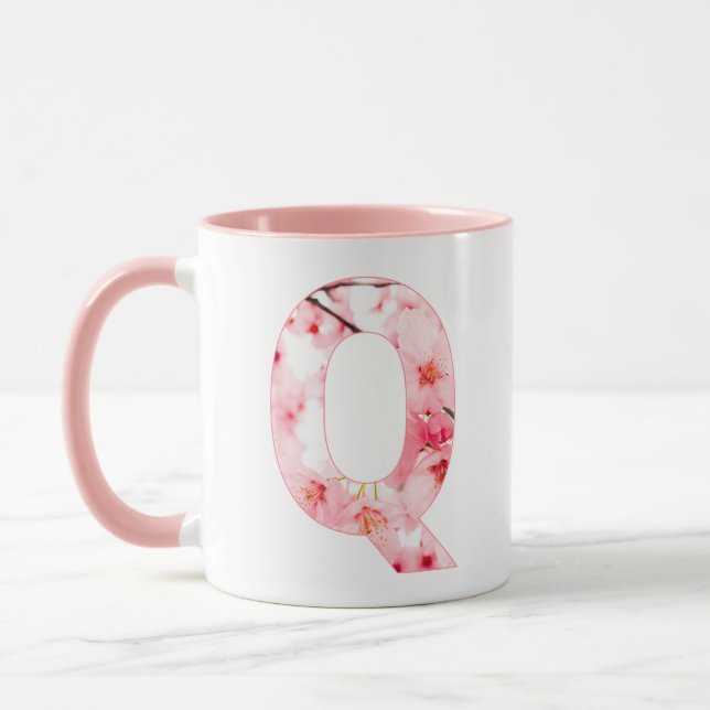 Blomster Q Initial Kopp | Personligt Namn & Egensk (Vänster)