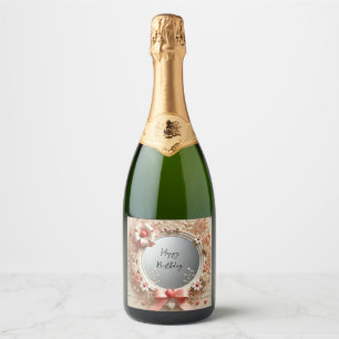 blomster ram champagne flaska etikett