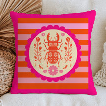 Blomster skalbagge insekts rosa & orange randigt m