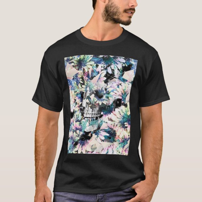 Blomster Skalle T Shirt (Framsida)