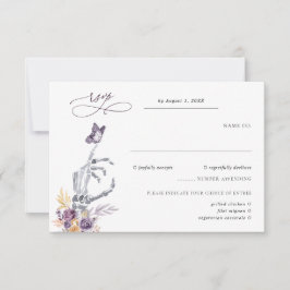 Blomster Skelett | Halloween Bröllop RSVP OSA Kort