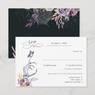 Blomster Skelett   Halloween Bröllop RSVP OSA Kort