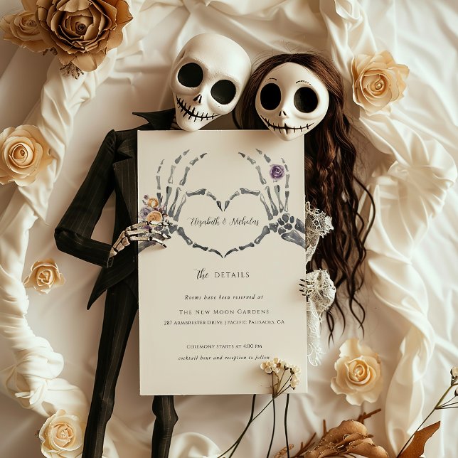 Blomster Skelett | Halloween Bröllopsgäst Detaljer Tilläggskort (Skapare uppladdad)