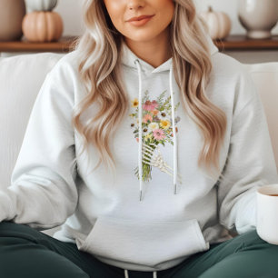 Blomster Skelett Hand Vildblomsbukett Hjärta T Shirt