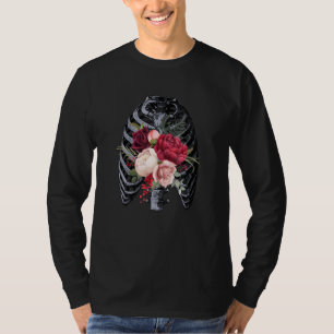 Blomster Skelett Röntgen Revben Blomma Goth Hallow T Shirt