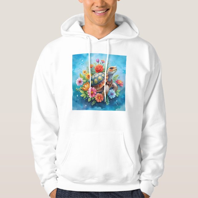 Blomster Sköldpadda Hoodie (Framsida)
