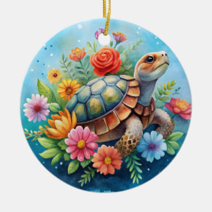 Blomster Sköldpadda Julgransprydnad Keramik