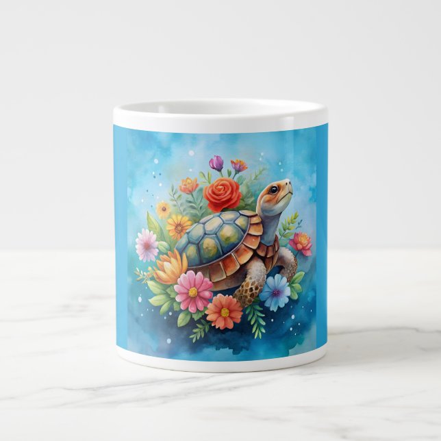 Blomster Sköldpadda Jumbo Mugg (Framsidan)