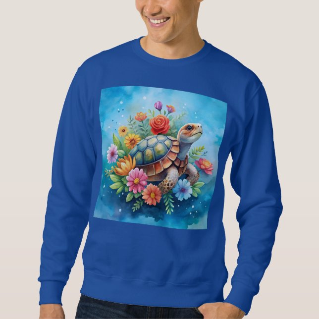 Blomster Sköldpadda Lång Ärmad Tröja (Framsida)