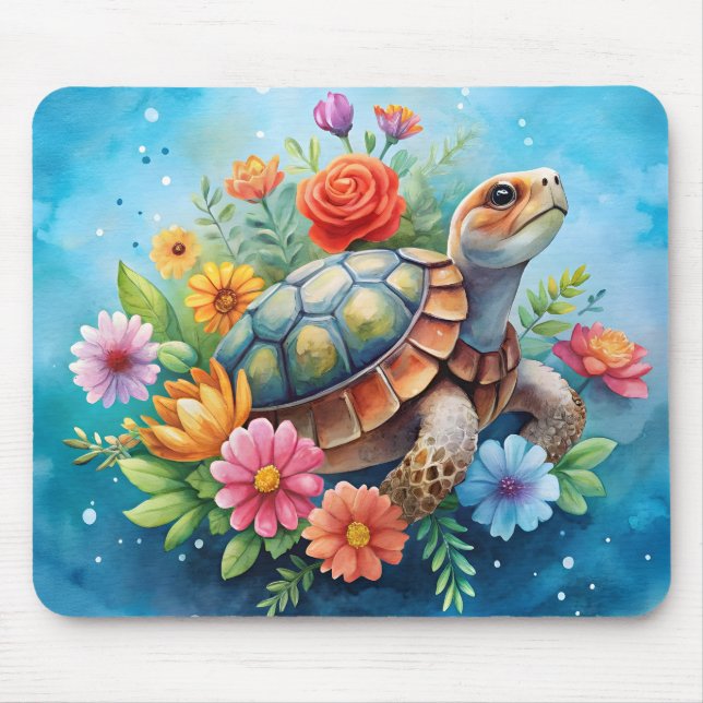 Blomster Sköldpadda Musmatta (Framsidan)