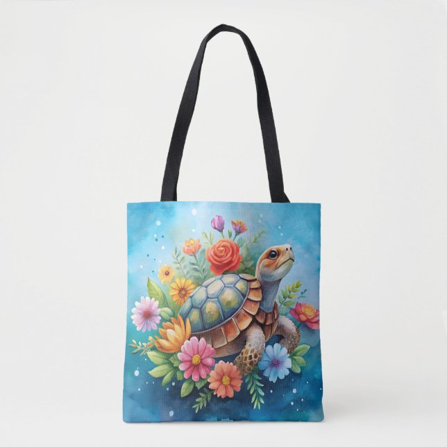 Blomster Sköldpadda Tygkasse (Framsida)