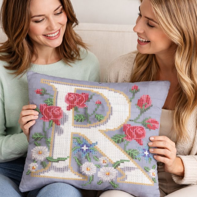 Blomster Tehuvud Broderi Mönster Kudde (Skapare uppladdad)