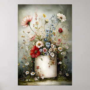 Blomster toalettpappersrulle tryck, botanisk badru poster