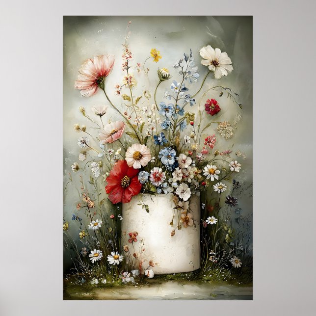 Blomster toalettpappersrulle tryck, botanisk badru poster (Framsidan)