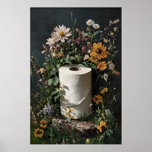 Blomster toalettpappersrulle tryck, botanisk badru poster