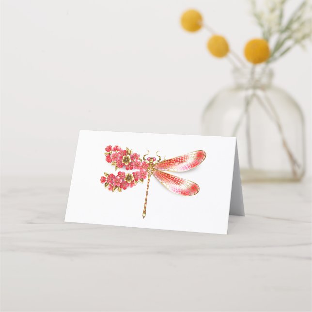 Blomster trollslända med smycken sakura lojalitetskort (Framsida)