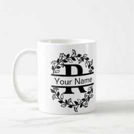 Blomstera alfabet med namn anpassad monogram kaffemugg